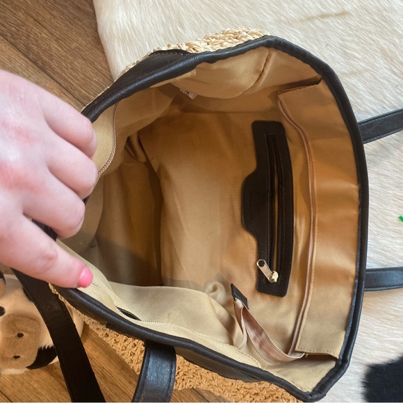 Women's Simple Woven Straw Purse Beach Bag Tote Shoulder Bags Summer Purse Khaki - Picture 6 of 8